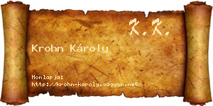 Krohn Károly névjegykártya